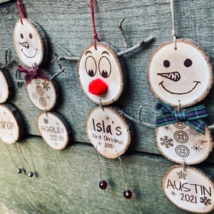 Personalised wooden Christmas decorations,2023, Christmas gift,1st Christmas gift,Christmas tree decorations,handmade rustic Christmas gifts