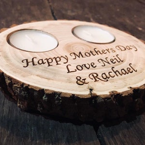 Wooden personalised mothers day gifts, anniversary wooden gifts for her, wooden candle holders, wooden tealight holder, Mothers Day gifts image 7