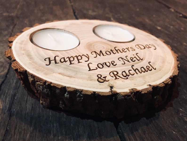 Wooden personalised mothers day gifts, anniversary wooden gifts for her, wooden candle holders, wooden tealight holder, Mothers Day gifts image 7