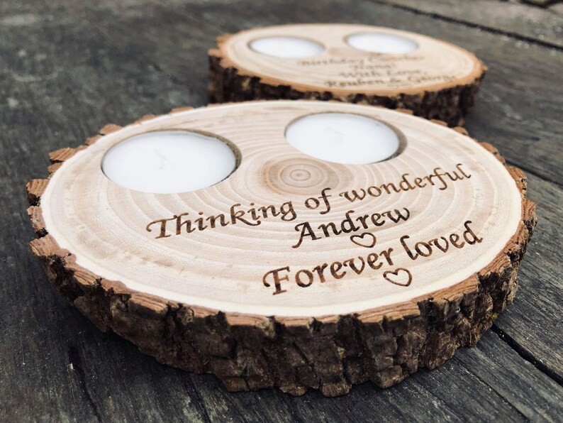 Wooden personalised mothers day gifts, anniversary wooden gifts for her, wooden candle holders, wooden tealight holder, Mothers Day gifts image 6