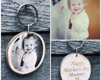 personalised wooden keyring-wooden gifts for her-wooden engraved keychain- personalised key chain- gifts for her-gifts for him-photo keyring