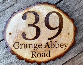 Handmade Wooden House Plaque, Personalised Home Sign, Custom House Number, Unique Housewarming Gift, Rustic House Decor