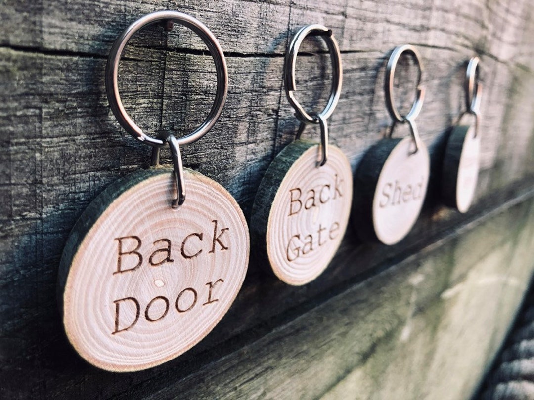 Wooden Key Tags Personalised Wooden Keychains Set of 4 Etsy UK