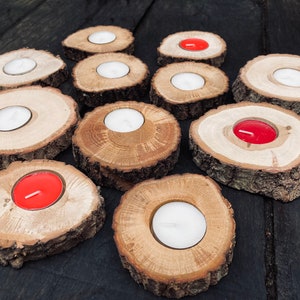 Wooden candle holders, wooden tealight holders, natural wooden candle holders, candle center pieces, rustic wooden candle holders, candles