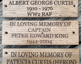 Memorial bench plaque, Personalised memorial plaque, memorial gift,wooden memorial marker ,in loving memory sign, bereavement remembrance