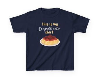 T-shirt met spaghetti-eten voor kinderen | Rommelig dinershirt