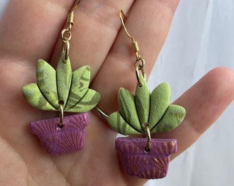 Lightweight Earrings | Handmade Earrings | Plant Earrings | Clay Earrings | Gift for Plant Lovers | Plant Mom | Plant Dad | 18K Gold Plated