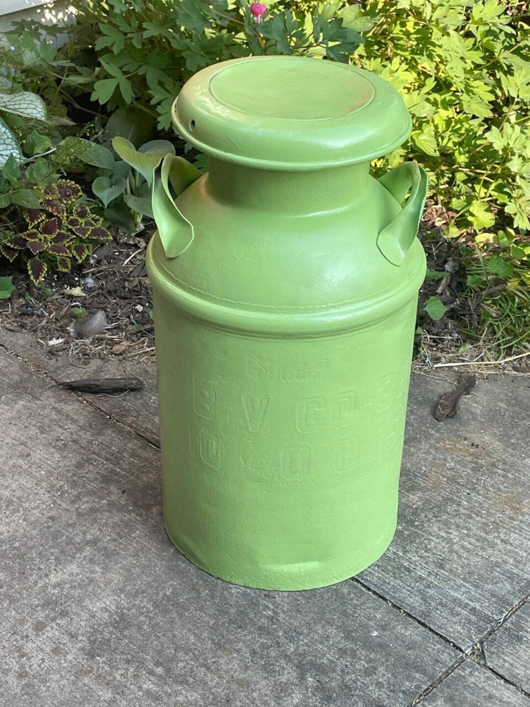 Antique Milk Can 10 Gallon Apple Green Country Cowboy Patio Etsy