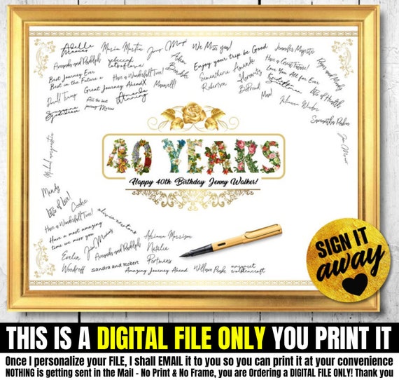 40 Geburtstag Zeichen 40 Geburtstag Plakat 40 Geburtstag Etsy
