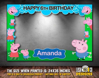 Peppa Pig photo booth frame birthday props, Peppa pig, Peppa Photobooth, photo booth frame, Peppa Pig Birthday 36"x24" PDF File