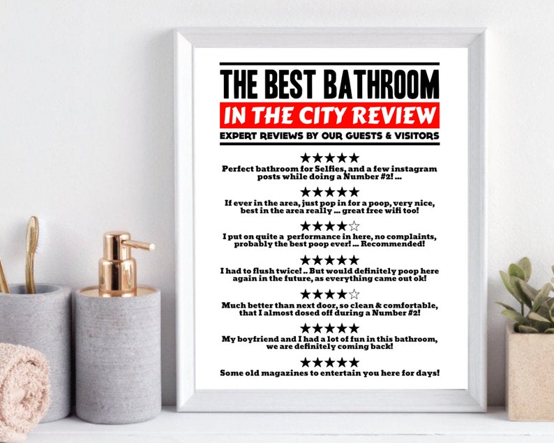 Bathroom Review Sign Funny Bathroom Reviews Print Funny Etsy