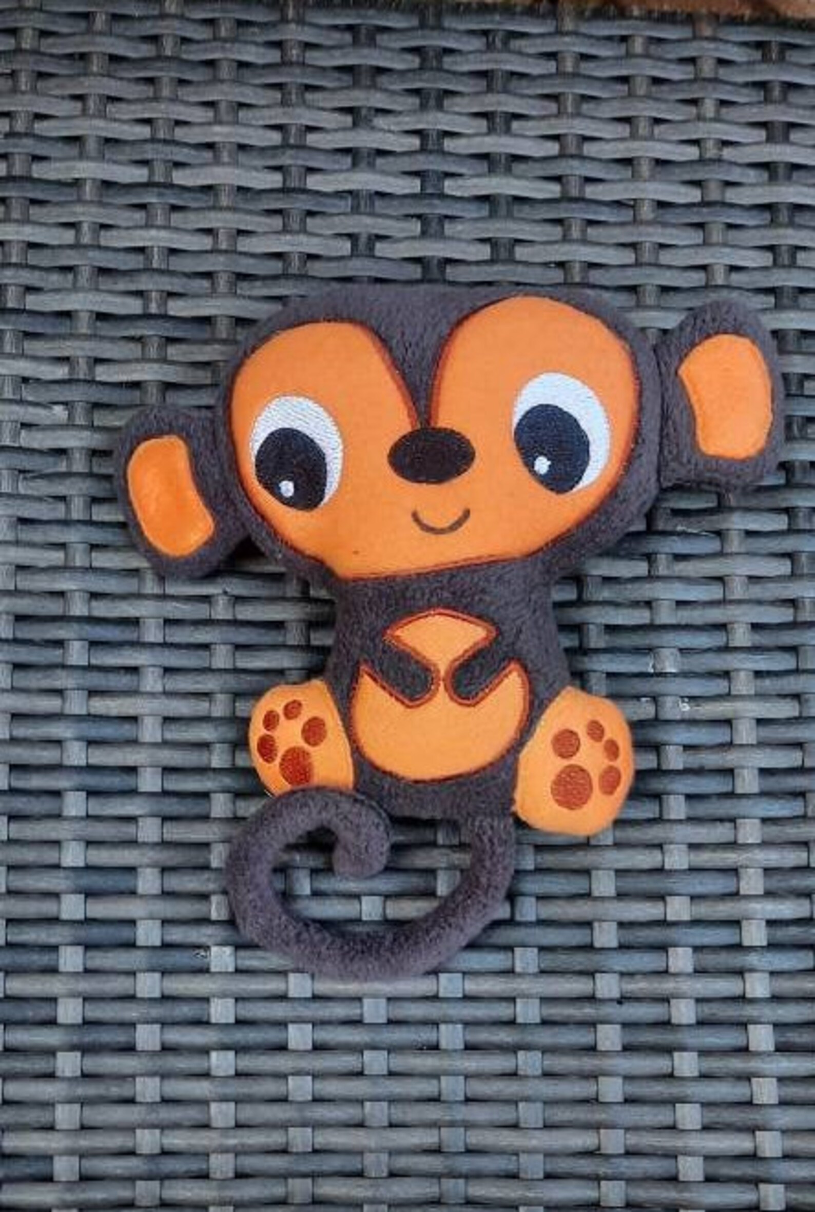 Monkey Soft Toy Embroidered Soft Toy Etsy