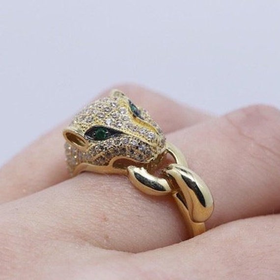 Birthday Gift, Golden Tiger, Gold Ring 14k, Zircon Gems, Valentine\'s Gift,  FREE SHIPPING, Birthday Gift, Handmade Ring 14k, Lure Jewelry - Etsy