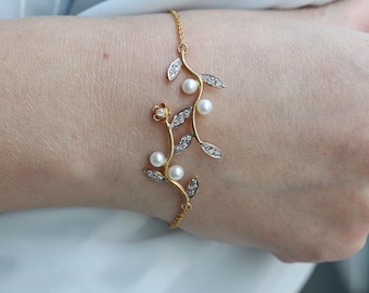 Handmade Gold Bracelet 14k with Natural Pearls. Ancient Greek Design, FREE SHOPPING, Luxury Jewellery, Lure Jewellery