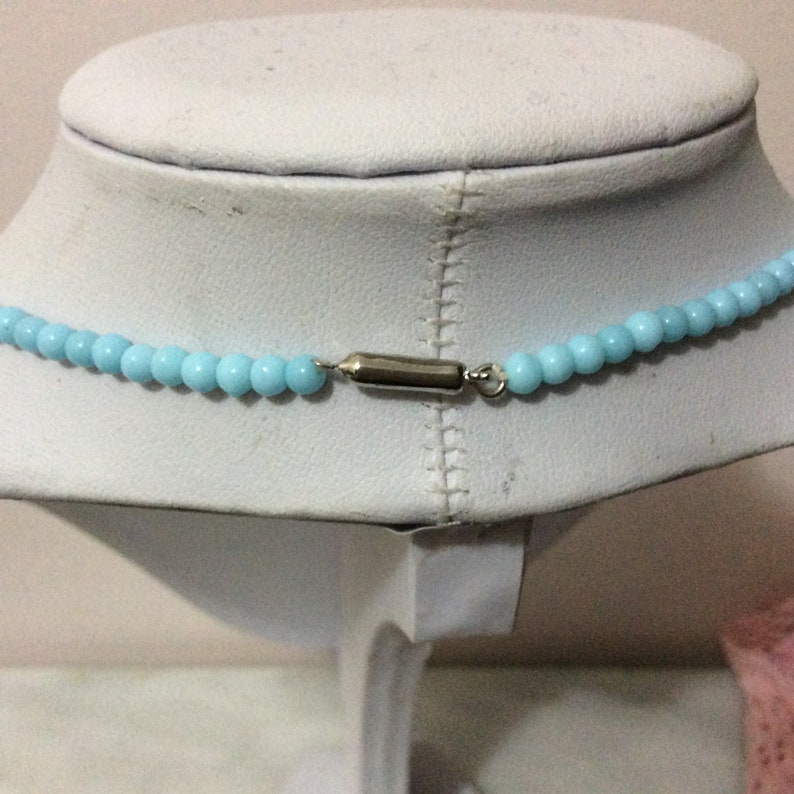 Vintage Czech baby blue glass moulded Art Deco necklace
