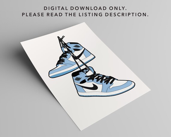 Air Jordan 1 Retro High University Inspired Drawing Digital | Etsy Denmark