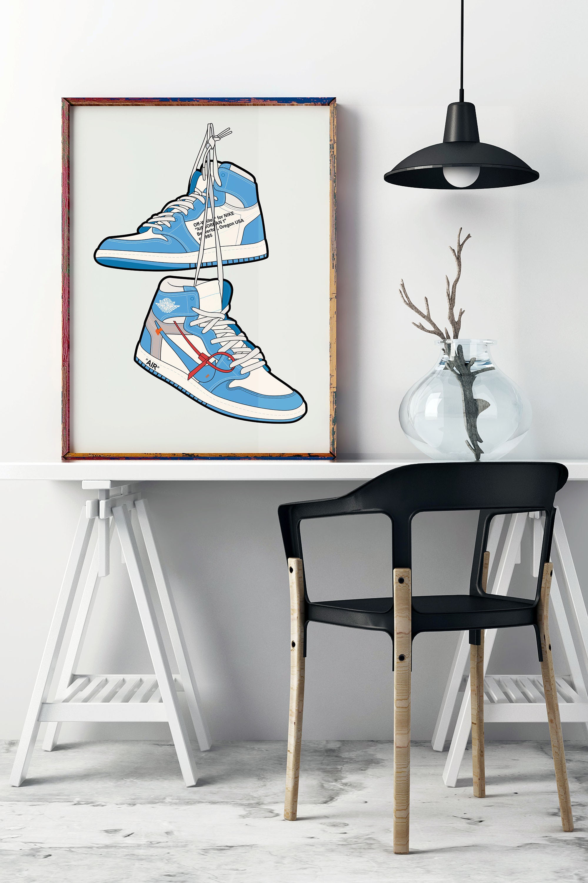 Air Jordan 1 Off White UNC Inspired Drawing Digital Download | Etsy