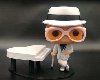 Funko Pop Elton John Piano Display 3D Printed Cake Topper (Funko Pop NOT INCLUDED)