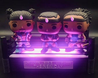 Funko Pop WWE AEW Wrestling Trio Ring Custom Made 3D Print Display Stand (Funko Pop Not Included)