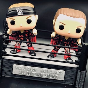 Funko Pop WWE AEW NJPW Wrestling Tag Team Ring Custom Made 3D Print Display Stand/Cake Topper (Funko Pops Not Included)