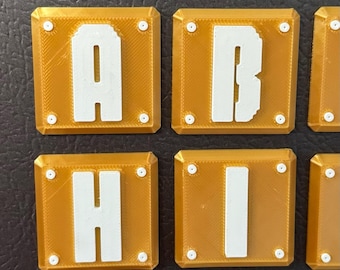 Magneti con monete e alfabeto di Super Mario Bros / Decorazione per frigorifero con stampa 3D per giocatori / Gif di videogiochi retrò