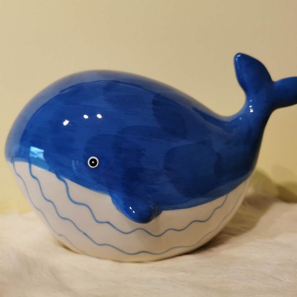 Customized Money Bank, Engraved Piggy Bank, Personalized Ceramics Coin bank, Blue Whale, Gift for Baby, New Born, Kids,Christmas,Birthday