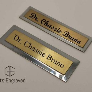 3&quot; X 1&quot;, 3&quot; X 0.75&quot; Customized Gold Plate, Engraved Rectangle Plate with Silver Border, Personalized Plaque, Free Engrave, Customized Gift