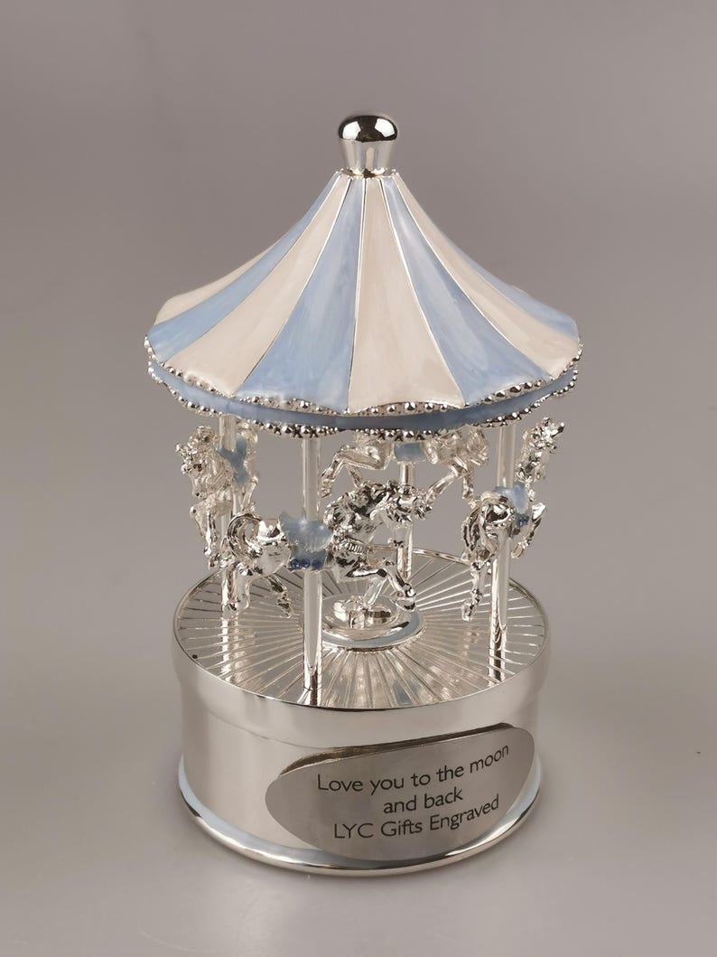 No Extra Duty,custom Music Box, Blue Carousel Music Box,personalized ...