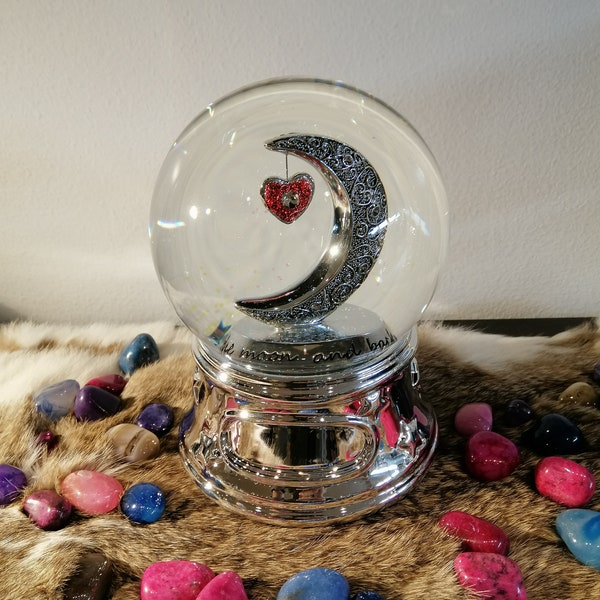 Customized Musical Snow globe, Love you to the moon and back, Engraved Snow globe, Gift for baby,Girls, Wife, Mom, Wedding, Christmas gift