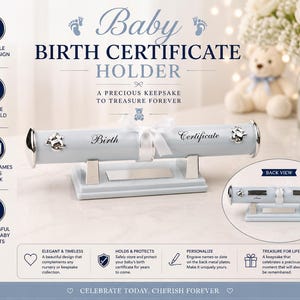 Personalized Baby Birth Certificate Holder, Engraved Birth Certificate Keepsake, Baby Boy or Girl Gift, Newborn Nursery Gift, Gift for Boy