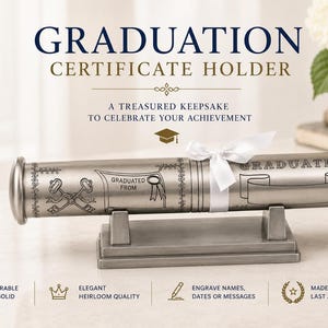 Porte-diplôme personnalisé, porte-diplôme en métal gravé, cadeau souvenir de fin d'études secondaires ou universitaires
