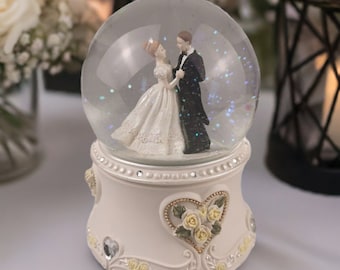 No Extra Duty, Personalized Musical Snow Globe, wedding gift, christmas gift, snow globe for couple