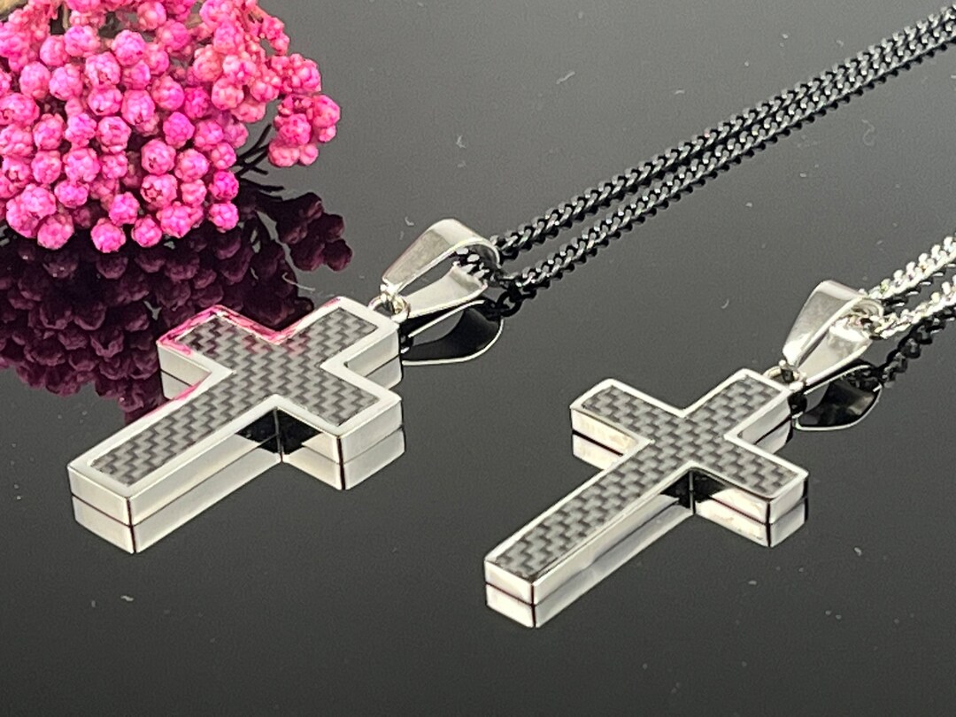 Customized Cross Necklace Engraved Couple's Necklace Etsy