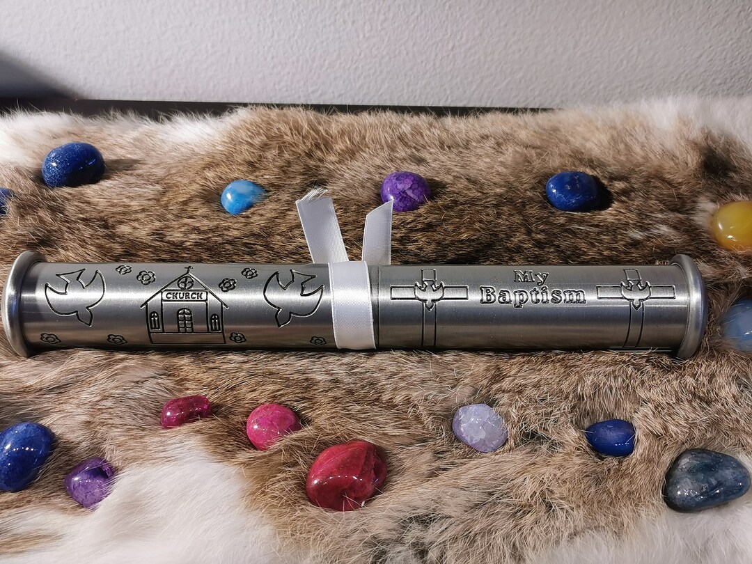 Customized Engraved Baptism Certificate Holder, Engraved Pewter