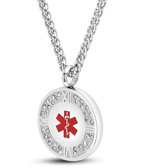 Engraved Medical ID Tag,custom Medical Alert Necklace, Emergency