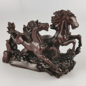 Vintage Red Resin Stallion Horse Figurines-Chinese Feng Shui Decor-Western Decor-home decoration