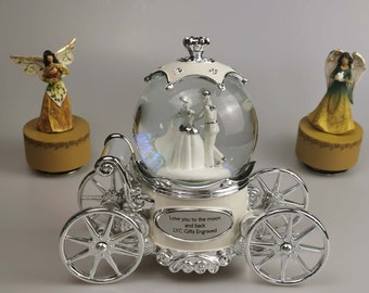 Custom Wedding Snow Globe, Engraved Couple Water Globe, Personalized Music Globe, Rotating Lighting Globe, Gift for Christmas, Wedding