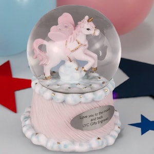 Aucune charge supplémentaire, boule à neige musicale licorne personnalisée, cadeau souvenir personnalisé, cadeau de Noël, cadeau d&#39;anniversaire