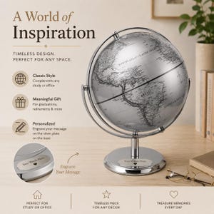 10" Guest Book Globe, Personalized World Globe, World globe, Wedding gift, Engraved Desk Globe Decor, Graduation Retirement Gift,