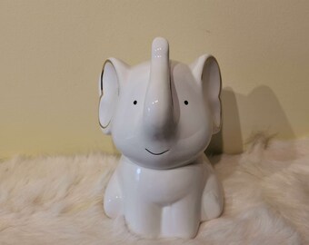 Customized White Elephant Money Bank, Engraved Ceramic bank, Personalized Ceramic piggy bank, coin bank, money bank, Gift for Kid, Baby