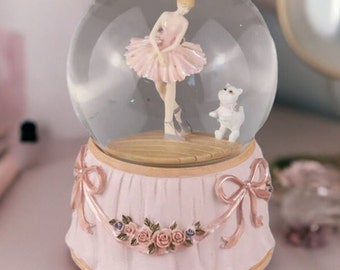 Custom Ballerina Snow Globe, Engraved Ballet Music Box, Rotating Water Globe for Daughter, Ballet Girl Musical Globe Christmas Birthday Gift