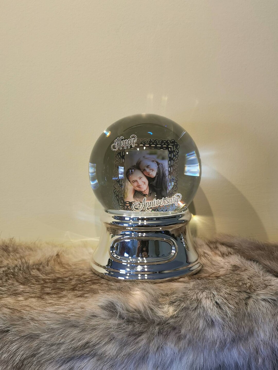 Personalized Water Globe, Happy Anniversary Water Globe, Customized