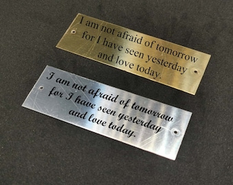 Geen extra belasting, aangepaste rechthoekige plaat van 3 x 1 inch met gaten, gegraveerde zilver-/gouden plaat, gepersonaliseerde plaat, lijstplaat, trofeeplaat