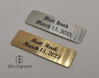 No Extra Duty, 2.5"x0.75" Customzied Silver/Gold Plate, Engraved Rectangle Plaque, Personalized Name plate, Picture Frame plate