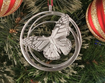 Personalized Butterfly Ornament, Hand Made Pewter Ornament, gift for Christmas, Engraved Christmas Ornament, Custom Ornament, Metal Ornament