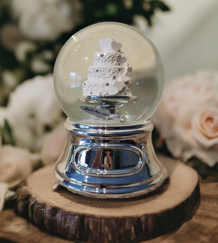 No Extra Duty, Personalized wedding cake Water Globe, Customized Snow globe,  Engraved Music globe , Gift for Wedding, Christmas gift