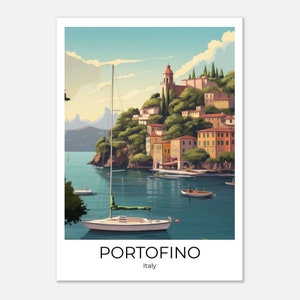 Portofino Poster, Portofino Travel Poster, Italian Coast Art, Portofino Wall Art, Vintage Portofino Print, Portofino Illustration