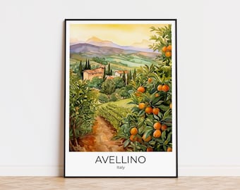 Avellino - Travel poster watercolor - travel print wall art fine art print Avellino Wallart Avellino gift