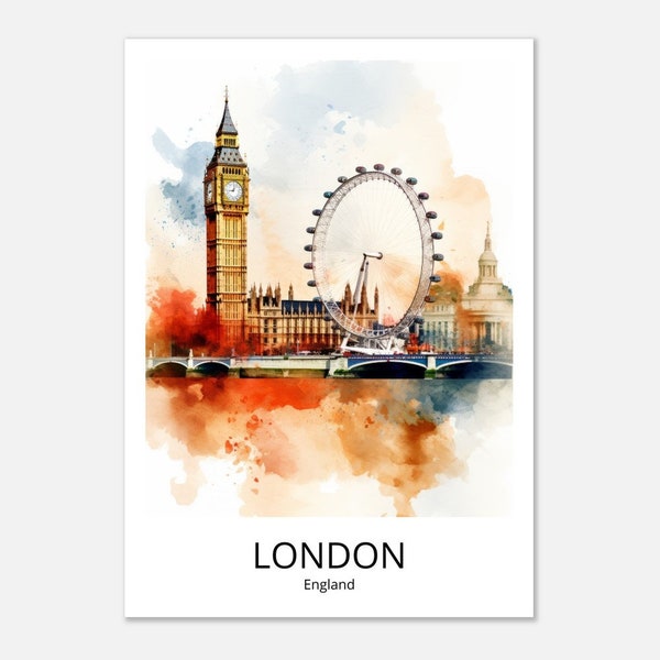 LONDON - London Eye Travel Poster Artprint London Reiseposter London Wandschmuck