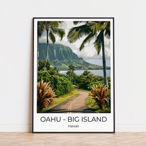 OAHU BIG ISLAND Hawaii, poster di viaggio Hawaii, regalo per giramondo, poster di viaggio Oahu, decorazione murale Hawaii, souvenir di viaggio Oahu, viaggio alle Hawaii